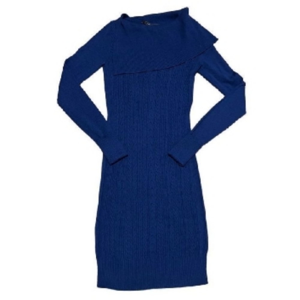 BCBGMaxAzria Long-Sleeve Sweater Dress - Blue - Size XS
